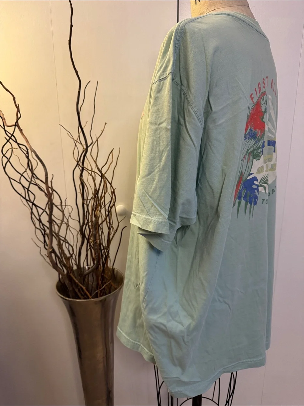 Tommy Bahama Light Green Short Sleeve Tee with Coral Logo - Picture 3 of 5